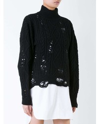 Pull à col roulé en tricot noir Maison Mihara Yasuhiro