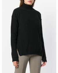 Pull à col roulé en tricot noir Rick Owens