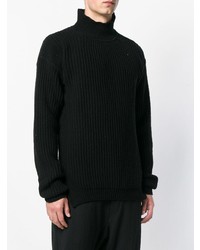 Pull à col roulé en tricot noir Rick Owens