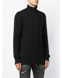 Pull à col roulé en tricot noir John Richmond