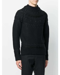 Pull à col roulé en tricot noir Alexander McQueen