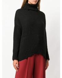 Pull à col roulé en tricot noir Maison Flaneur