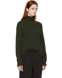 Pull à col roulé en tricot olive Haider Ackermann