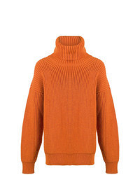 Pull à col roulé en tricot orange