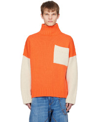 Pull à col roulé en tricot orange JW Anderson