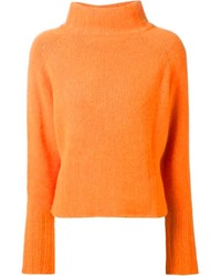 Pull à col roulé en tricot orange The Elder Statesman