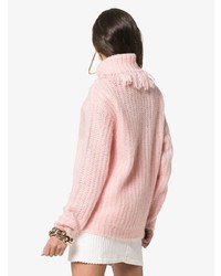 Pull à col roulé en tricot rose Miu Miu