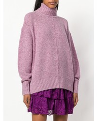 Pull à col roulé en tricot rose Isabel Marant