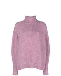 Pull à col roulé en tricot rose Isabel Marant