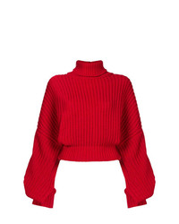 Pull à col roulé en tricot rouge A.W.A.K.E.