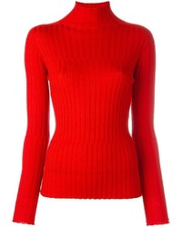 Pull à col roulé en tricot rouge Blumarine