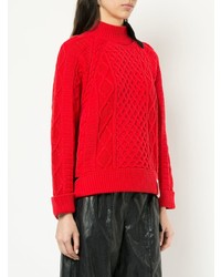 Pull à col roulé en tricot rouge Maison Mihara Yasuhiro