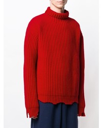 Pull à col roulé en tricot rouge Paura