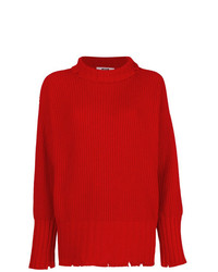Pull à col roulé en tricot rouge MSGM