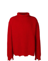 Pull à col roulé en tricot rouge Paura