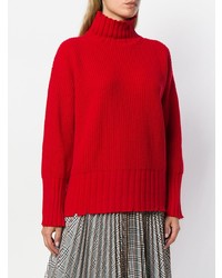 Pull à col roulé en tricot rouge MSGM