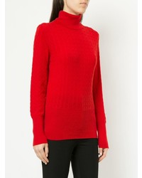 Pull à col roulé en tricot rouge Thom Browne