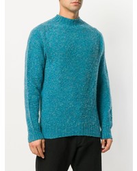 Pull à col roulé en tricot turquoise YMC