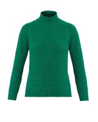 Pull à col roulé en tricot vert