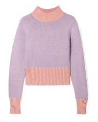 Pull à col roulé en tricot violet clair