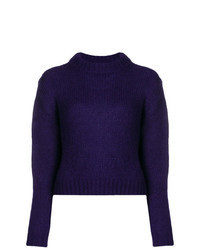 Pull à col roulé en tricot violet