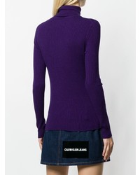 Pull à col roulé en tricot violet Calvin Klein Jeans
