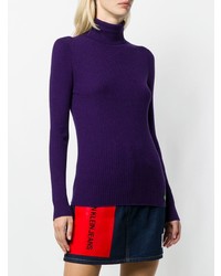 Pull à col roulé en tricot violet Calvin Klein Jeans