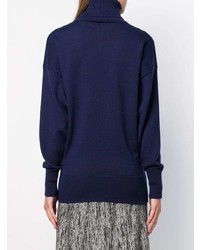 Pull à col roulé imprimé bleu marine Sonia Rykiel