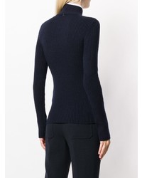 Pull à col roulé imprimé bleu marine Sportmax