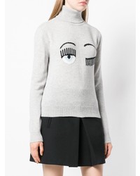 Pull à col roulé imprimé gris Chiara Ferragni