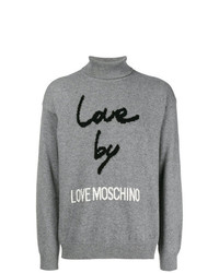 Pull à col roulé imprimé gris Love Moschino