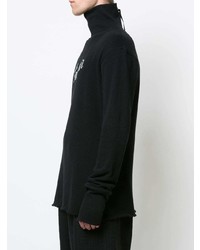 Pull à col roulé imprimé noir et blanc Ann Demeulemeester