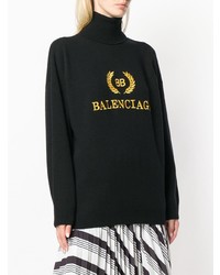 Pull à col roulé imprimé noir Balenciaga