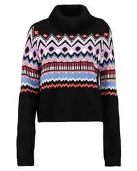 Pull à col roulé imprimé noir Even&Odd