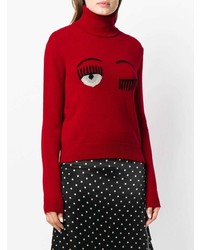 Pull à col roulé imprimé rouge Chiara Ferragni