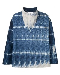 Pull à col roulé imprimé tie-dye bleu