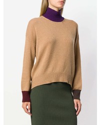 Pull à col roulé marron clair Marni