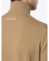 Pull à col roulé marron clair Balenciaga