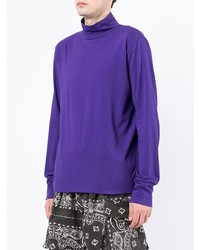 Pull à col roulé violet Sacai