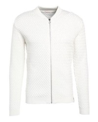 Pull à fermeture éclair blanc Knowledge Cotton Apparel
