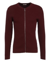 Pull à fermeture éclair bordeaux Knowledge Cotton Apparel