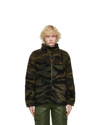 Pull à fermeture éclair en polaire camouflage vert foncé