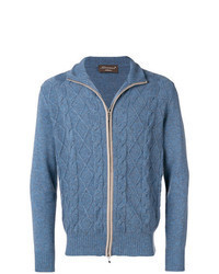 Pull à fermeture éclair en tricot bleu clair