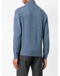 Pull à fermeture éclair en tricot bleu clair Doriani Cashmere