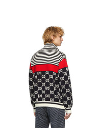 Pull à fermeture éclair en tricot bleu marine Gucci