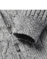 Pull à fermeture éclair en tricot gris Brunello Cucinelli