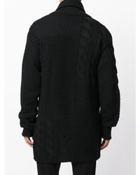 Pull à fermeture éclair en tricot noir Alexander McQueen