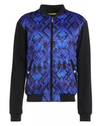 Pull à fermeture éclair imprimé bleu Versace