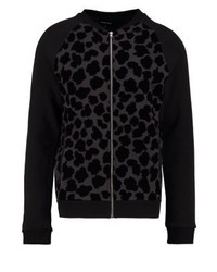 Pull à fermeture éclair imprimé léopard noir YOURTURN