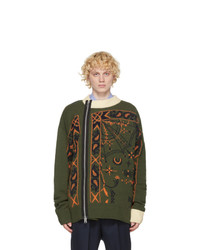 Pull à fermeture éclair imprimé olive